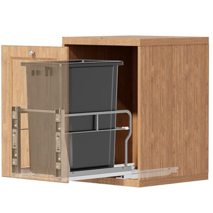 YJHome 8gal/31qt Pull Out Trash Can Under Cabinet, Soft-Close Slides - color: Black, style: Single-B