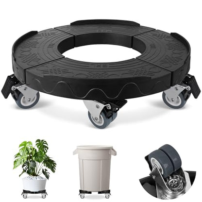 ToLanbbt Trash Can Dolly with Wheels, 15-19 in Adjustable Round Furniture Dolly, Heavy Duty 440 LBS Drum Rolling Base, Keg Dolly for 20, 32, 44, 55 Gallon Garbage Cans, Black, 1 Pack - color: Black, size: 2 IN - 1 Pack