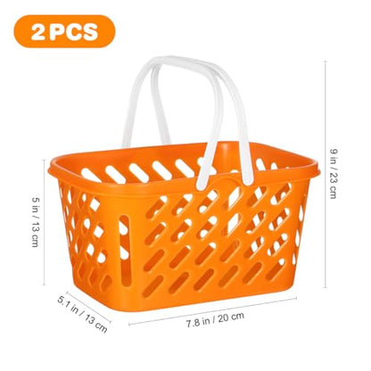 TOYANDONA 2pcs Shopping Basket Toys, Kids Grocery Basket with Handle for Kids Pretend Play Grocery Basket Toys