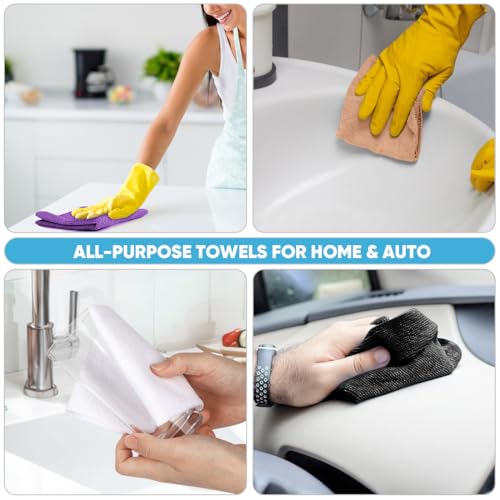 AIDEA Microfiber Cleaning Cloth Roll-75PK, Purple Paper Towels, 11.5"×11.5" - color: Purple