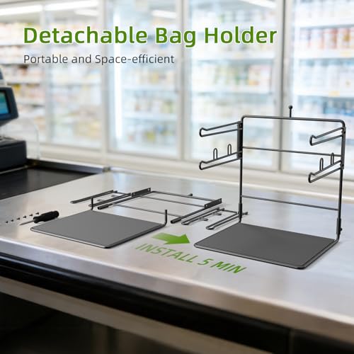Plastic Bag Holder, Metal Base Grocery Bag Organizer - color: Black