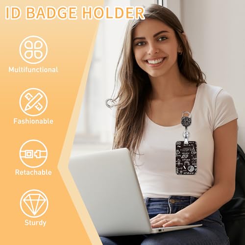 Math Teacher Lanyard with ID Badge Holder and Retractable Badge Reel - color: Math Formulas