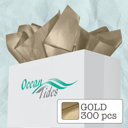Tissue Paper for Gift Bags - 300 Sheets 14x20in Wrapping Paper, Gold - color: Gold, size: 300 Count, 14 x 20 in