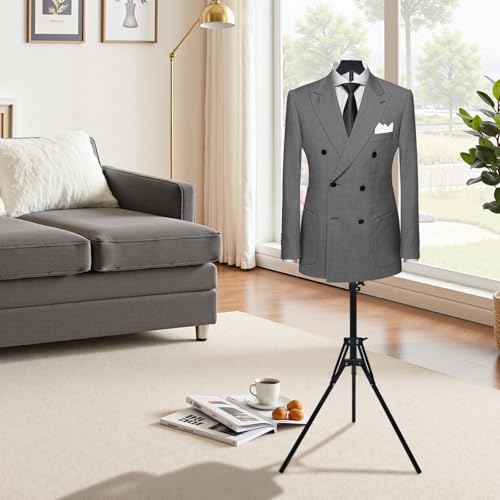 2 Pack Adjustable Shirt Display Stand 32-63", Metal Mannequin Torso Rack - color: Black-2pcs