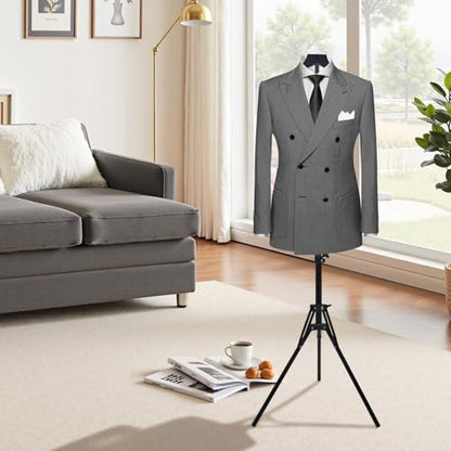 2 Pack Adjustable Shirt Display Stand 32-63", Metal Mannequin Torso Rack - color: Black-2pcs