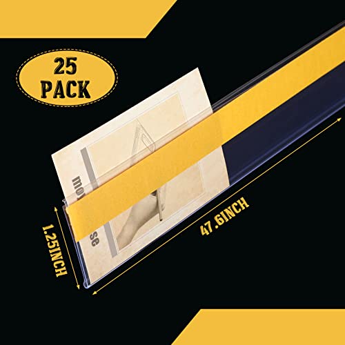 Fainne 25 Pcs Shelf Label Strips Adhesive Shelf, 1.25" H X 48" L, White - color: White, size: 1.25"H X 48"L