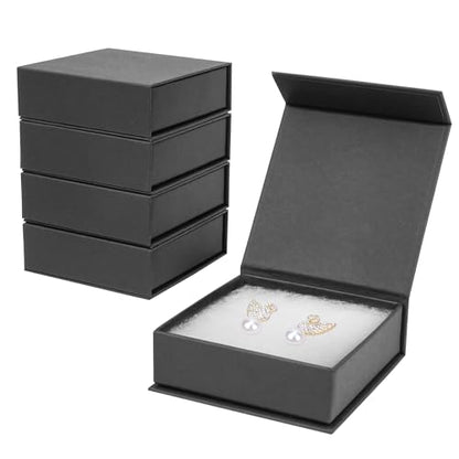Jewelry Gift Boxes, 5 Pack 3.5x3.5x1.18 inch Small Jewelry Boxes, Small Gift Box for Necklaces Bracelet Earring Ring Gift packaging(Black) - color: black
