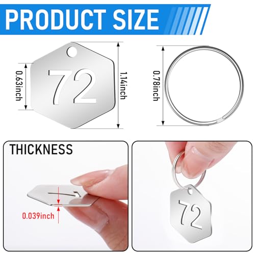 Yaocom 50 Pcs Hollowed Stainless Steel Number Tags - style: Hexagon, 51-100