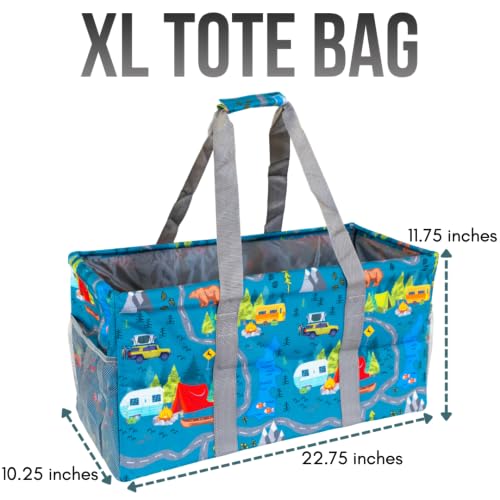 Extra Large Utility Tote Bag - Oversized Collapsible Beach Bag - Camping - color: Camping