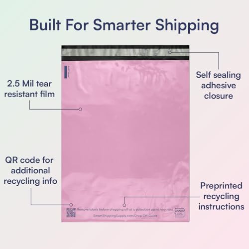 200 Count, 10x13 inch 100% Recycled Poly Mailers Eco Friendly Packaging Envelopes Supplies Mailing Bags 2.5 Mil Thick - SMART Mailer - size: 10"x13" (200 Mailers)