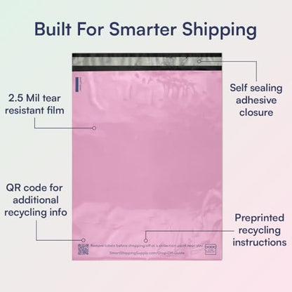 200 Count, 10x13 inch 100% Recycled Poly Mailers Eco Friendly Packaging Envelopes Supplies Mailing Bags 2.5 Mil Thick - SMART Mailer - size: 10"x13" (200 Mailers)