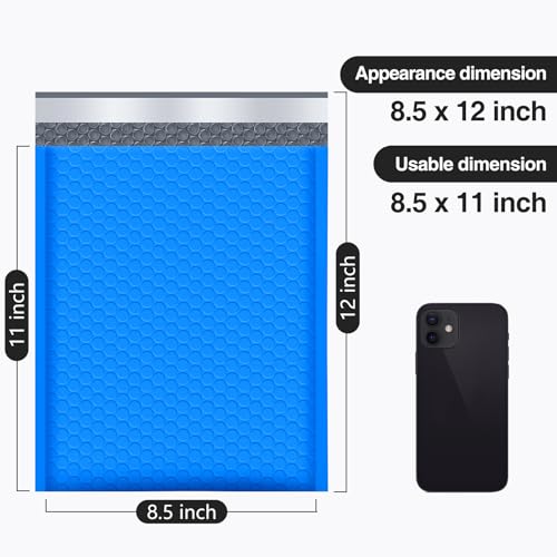 UCGOU Bubble Mailers 8.5x12" 40 Pack Usable Size 8.5x11" Blue Padded Mailer - color: Blue, size: 8.5x12" 40PC