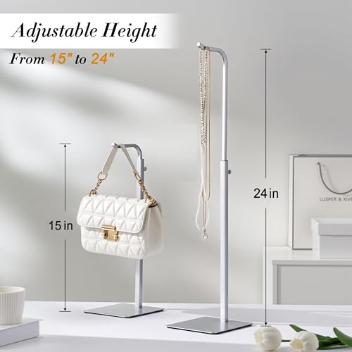 3-Pack Adjustable Tabletop Purse & Banner Display Stands, Silver - color: Silver