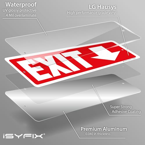 iSYFIX Exit Signs 2 Pack 12x4 Inch with Directional Down Arrows - color: Metal Down, size: 2 Pk 12x4