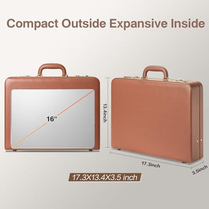 LOCKCURX Briefcases for Men, Anti-Theft Dual Lock Briefcase, 16 Inch Laptop - color: Brown, size: Combination Lock