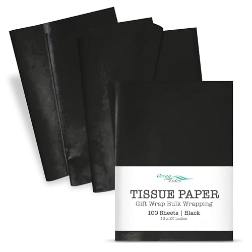 Tissue Paper for Gift Bags - 100 Sheets 14x20in Wrapping Paper, Black - color: Black, size: 100 Count, 14 x 20 in