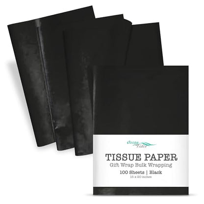Tissue Paper for Gift Bags - 100 Sheets 14x20in Wrapping Paper, Black - color: Black, size: 100 Count, 14 x 20 in