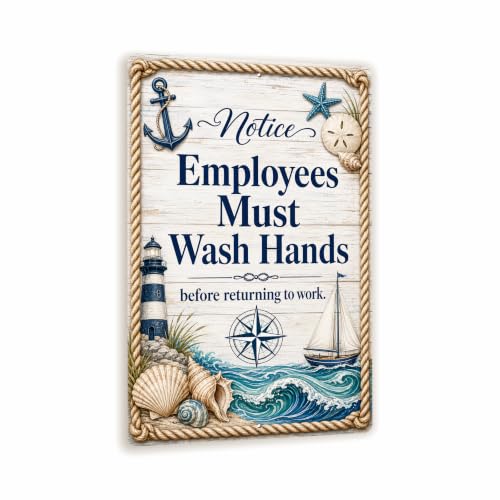 Employees Must Wash Hands Coastal Business Sign - style: Employees Must Wash Hands