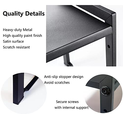 2 Pack Expandable Cabinet Shelf 5.1"D Adjustable Counter Riser Rack Black - color: Black, size: 5.1"D (narrow) - 2 Pack