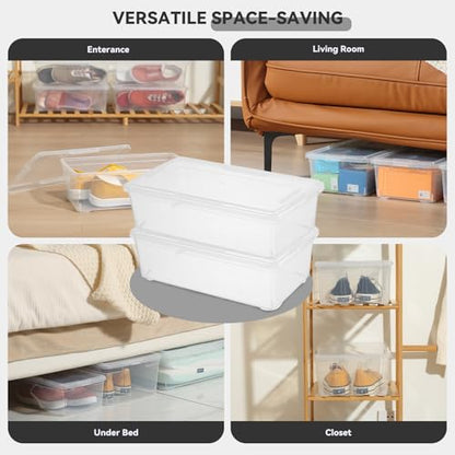 novelinks 8 Pack 6 Quart Clear Plastic Shoe Storage Bins with Lids (Clear) - size: Clear 8Pack