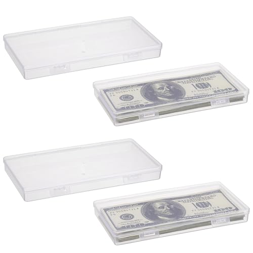 Hipiwe 4 Pack Plastic Money Organizer Clear Cash Currency Box with Lid - size: 4 Pack
