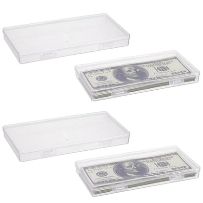Hipiwe 4 Pack Plastic Money Organizer Clear Cash Currency Box with Lid - size: 4 Pack