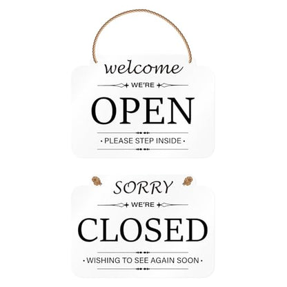 Open Closed Sign for Business, Double-Sided Acrylic, 11 × 7 Inches - color: White