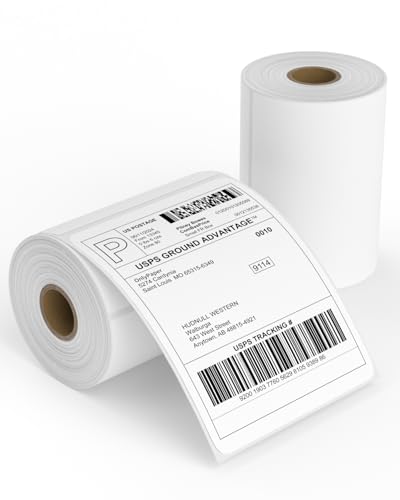 Direct Thermal Shipping Labels - 500 4x6 Thermal Labels Roll - Perforated and Strong Adhesive, 250 Labels per Roll, 2 Rolls - Commercial Grade Thermal Printer Label - size: 4" x 6", style: 2 Rolls