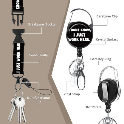 Funny Work Lanyard with ID Badge Holder and Retractable Badge Reel - color: Work Humor