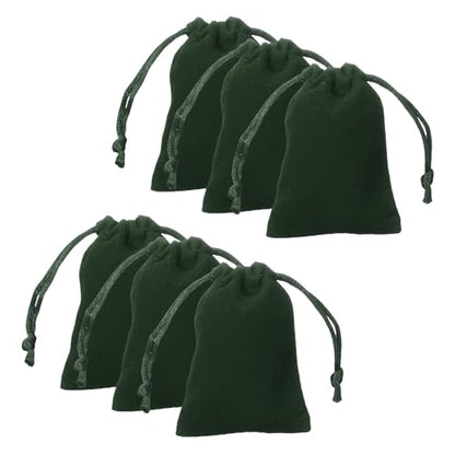 HARFINGTON 20pcs Velvet Gift Bags 2" x 2.8" Drawstring Jewelry Pouches Reusable Gift Packaging Storage Bags with Drawstring for Jewelry Bracelet Headphone Bead Gift Candy, Dark Green - color: Dark Green