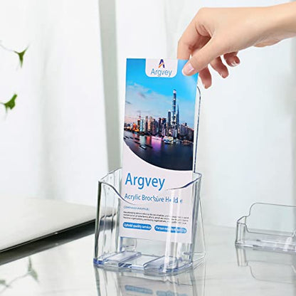 Clear 4x9 Trifold Brochure Holder, Acrylic Rack Card Holder Stand, 4 Pack