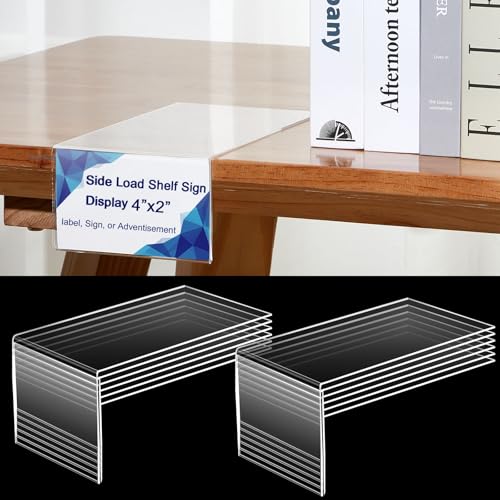 Feifeiya 12 Pcs Acrylic Shelf Talkers 4" x 2", Side Load Label Holders - size: 4" x 2"