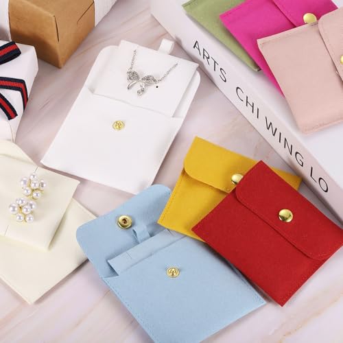 uxcell 3 Pcs Microfiber Jewelry Pouches with Insert Pad, 8 x 8cm Snap Button Jewelry Velvet Gift Bags Organizer for Rings Necklace Bracelet, Pink - color: Pink