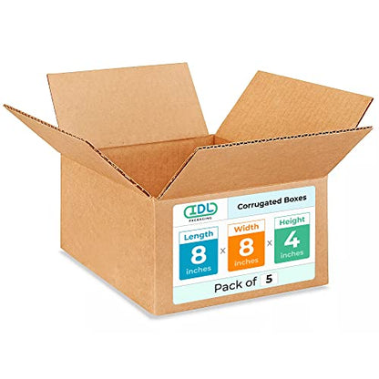 Small Moving & Shipping Boxes 8 x 8 x 4 inches (5-Pack) - Extra Strength 200 lb vs Regular - Corrugated Moving Boxes for USPS/UPS/FEDEX - Packing Box for Moving - Cardboard Box by IDL Packaging - size: 8 * 8 * 4" (Small Boxes)