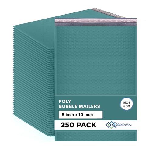 Green Bubble Mailers 5x10, Self Seal Poly Padded Envelopes #00, 250 Pack - color: Green, size: 5"x10" / 250 Pack