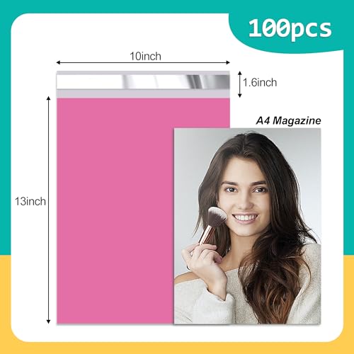 Poly Mailers 10x13 Inch, 100 Pack, Pink Shipping Bags, 2.4 Mil - color: Pink, size: 10x13 Inch 100 Pcs