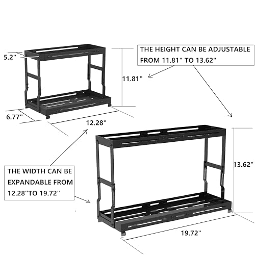 Adjustable Sturdy Metal Shelving Unit，2-Tier Organizer Countertop,Suitable for Kitchen Countertop, Bathroom, Makeup Table, Store Large Skincare etc - color: 1pack/Black