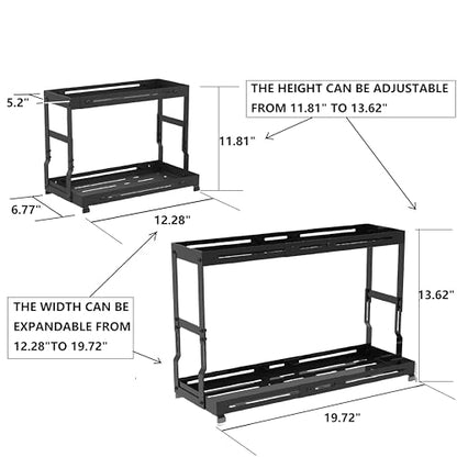 Adjustable Sturdy Metal Shelving Unit，2-Tier Organizer Countertop,Suitable for Kitchen Countertop, Bathroom, Makeup Table, Store Large Skincare etc - color: 1pack/Black
