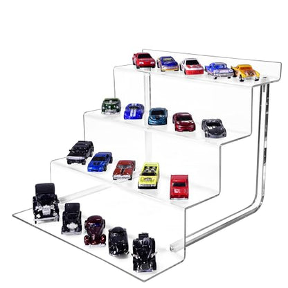 AMT Acrylic Riser Display Stand, 100% Acrylic Clear 4-Tier Organizer for Figures, Cupcake, Perfume, Sunglasses (12 inch x 2.4 inch) 3-pack - color: (12 inch x 2.4 inch) 3 pack