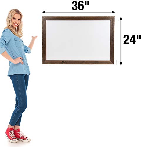 Excello Global Products Rustic Wooden Magnetic Dry Erase Whiteboard, 24"x36" - color: Brown