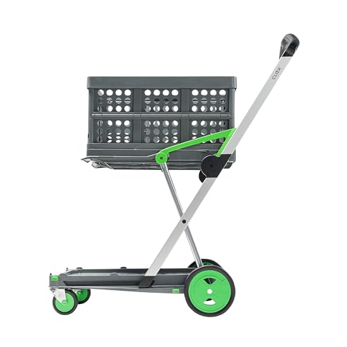 CLAX® The Original | Made in Germany | Multi use Functional Collapsible carts | Mobile Folding Trolley | Shopping cart with Storage Crate | Platform Truck (Green) - color: Green