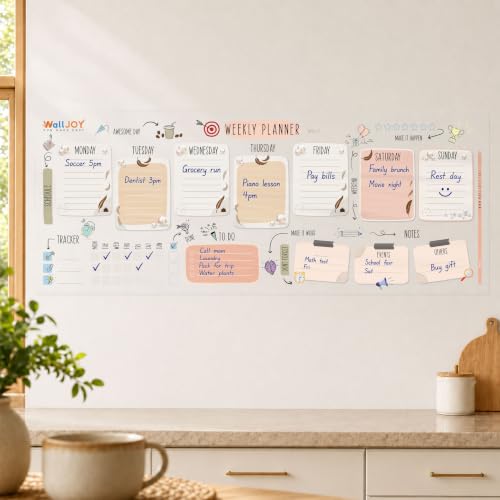 Dry Erase Weekly Calendar, 39.4x16" Weekly Dry Erase Board for Wall - style: Weekly Freehand - Multi-color