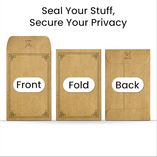 100 Pack Each Brown & Multi Small Coin & Cash Envelopes with Black Pen 130 GSM Paper Mini Envelopes with Gummed Flap, Seed Storage Envelopes, Tip envelopes, Cash, Keys, Jewelry, and Small Parts