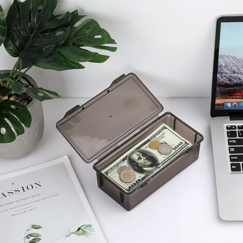 Hipiwe Plastic Cash Money Box Black Currency Tray Organizer with Lid - size: 1 Pcs