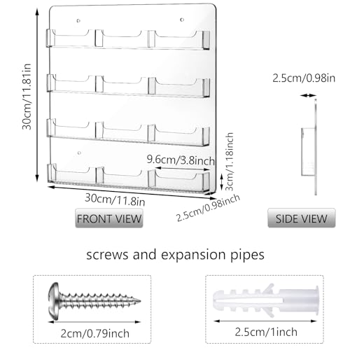 Hillban Acrylic Business Card Holder Wall Mount Office, 12 Pockets - size: 12 Pockets