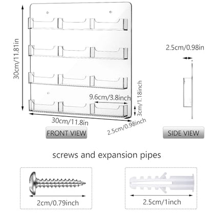 Hillban Acrylic Business Card Holder Wall Mount Office, 12 Pockets - size: 12 Pockets
