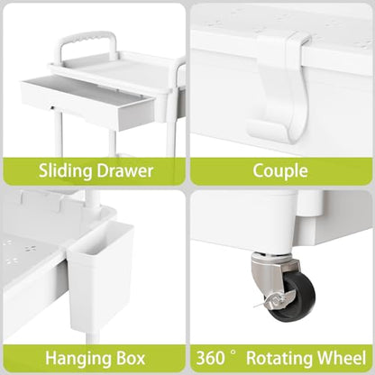 Sorgion 5 Tier Rolling Cart Organizer,Bathroom Cart Organizers with Wheels Laundry Room Organization Mobile Shelving Unit Utility Cart Storage Shelves Multi-Functional for Office, Home(White) - size: 5Tier-White