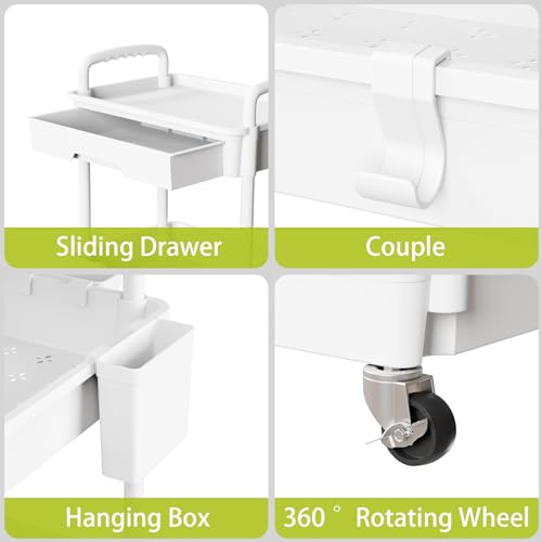 Sorgion 4 Tier Rolling Cart Organizer,Art Craft Diaper Bedside Snack Laundry Room Bathroom Organizer Narrow Thin Slim Rolling Trolley Utility Cart with Wheels for Kitchen,Office(White) - size: 4Tier-White