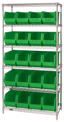 Quantum Storage QUS265 Ultra Stack and Hang Bins - 18" x 8-1/4" x 9" - 6 Pack - color: Green