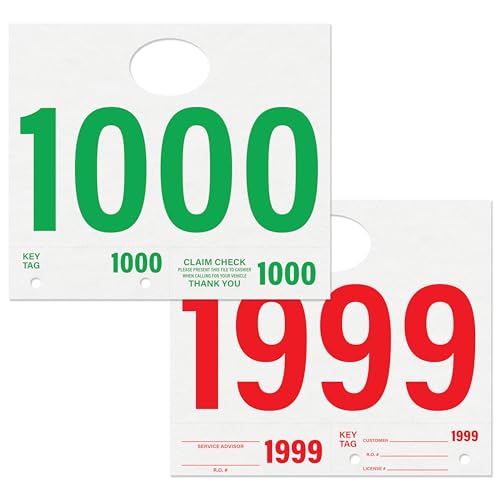 Automotive Service Tag Numbers Dispatch Numbers (1000-1999) - size: 1000-1999